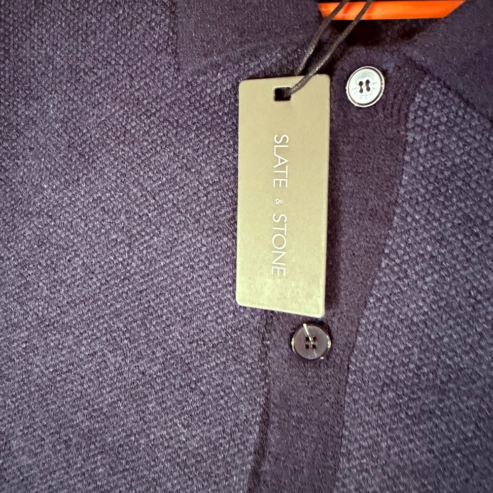 Slate & Stone Mens Dark Blue Button Up Sweater Cardigan S3SWT30551 NWT Large - Picture 5 of 7